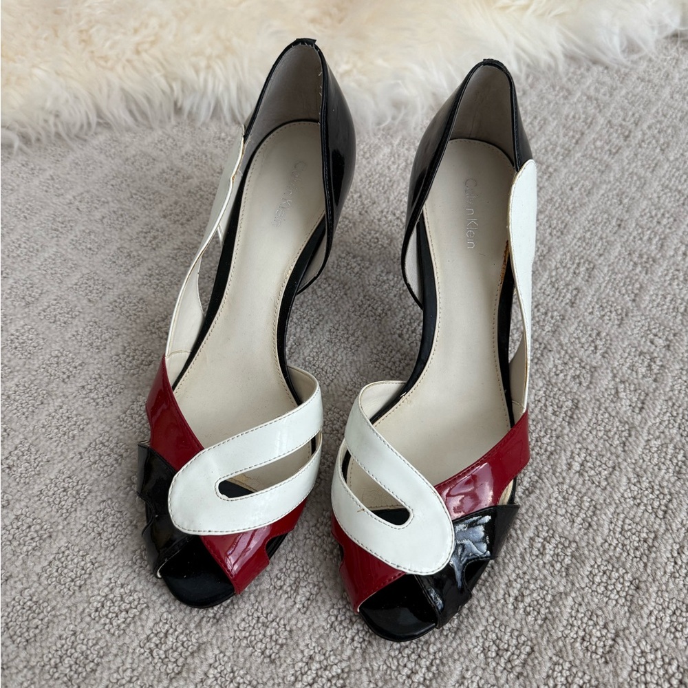 Calvin Klein Black, White, and Red Heels